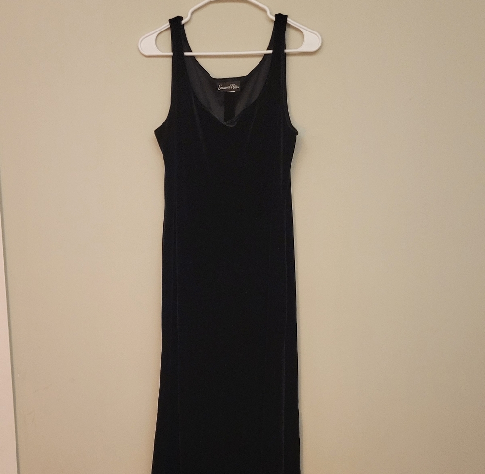 Summer Nites Black Velvet Maxi Gown Women's Size 12 Vampy Gothic Y2K Party Event